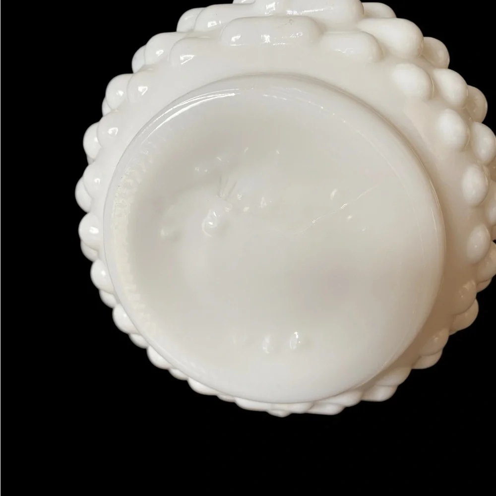 Vintage EO Brody White Milk Glass Hobnail Bud Vases Pair MCM